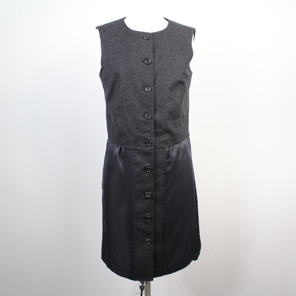 Proenza Schouler Wool Silk Grey Vest Dress 6 Dark Academia Simple Minimalist